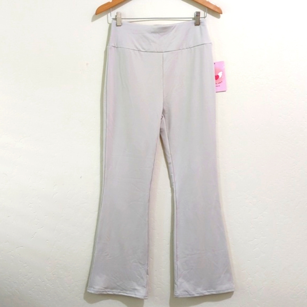 Angel Cult Light Tan High Rise Wide Waistband Flare Leggings Size XL